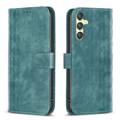 Samsung Galaxy A25 5G Plaid Embossed Leather Phone Case – Premium Wallet Kickstand & Shock Absorption for Durable Protection