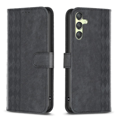Samsung Galaxy A25 5G Plaid Embossed Leather Phone Case – Premium Wallet Kickstand & Shock Absorption for Durable Protection