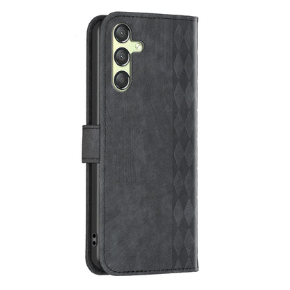 Samsung Galaxy A25 5G Plaid Embossed Leather Phone Case – Premium Wallet Kickstand & Shock Absorption for Durable Protection