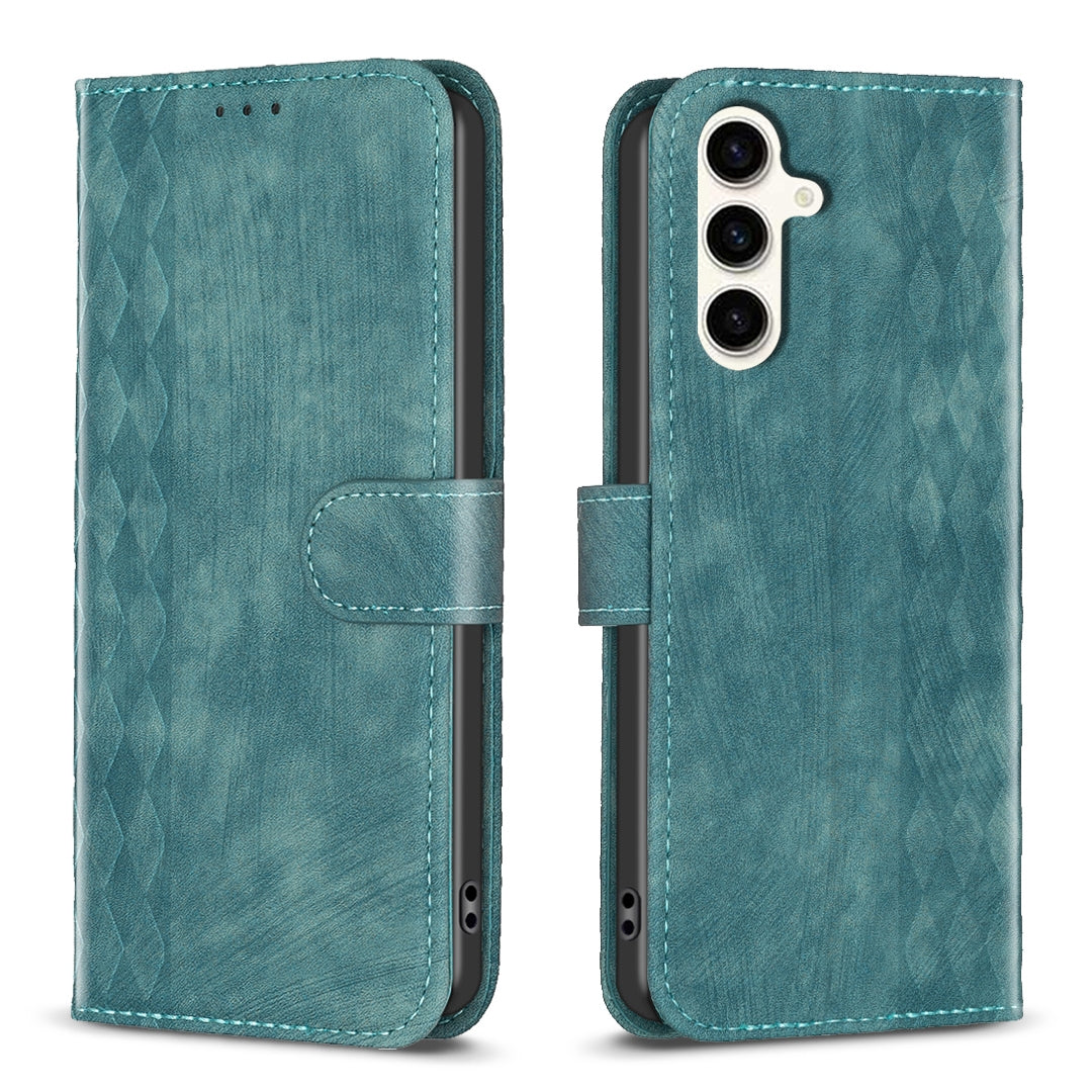 Samsung Galaxy S23 FE 5G Plaid Embossed Leather Phone Case – Premium Wallet Kickstand & Shock Absorption for Durable Protection