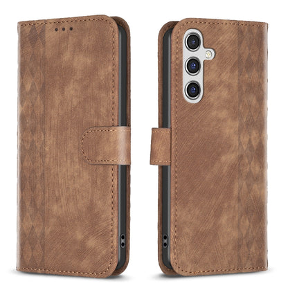 Samsung Galaxy A15 Plaid Embossed Leather Phone Case – Premium Wallet Kickstand & Shock Absorption for Durable Protection