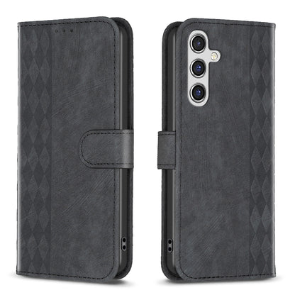 Samsung Galaxy A35 Plaid Embossed Leather Phone Case – Premium Wallet Kickstand & Shock Absorption for Durable Protection