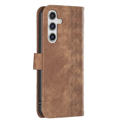 Samsung Galaxy A55 Plaid Embossed Leather Phone Case – Premium Wallet Kickstand & Shock Absorption for Durable Protection