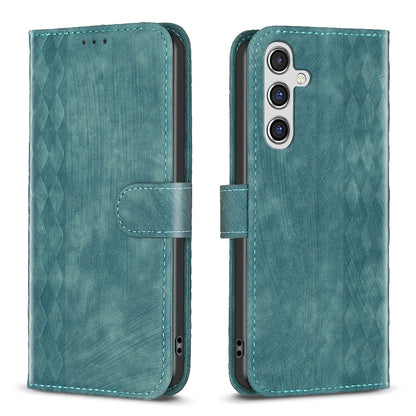 Samsung Galaxy A55 Plaid Embossed Leather Phone Case – Premium Wallet Kickstand & Shock Absorption for Durable Protection