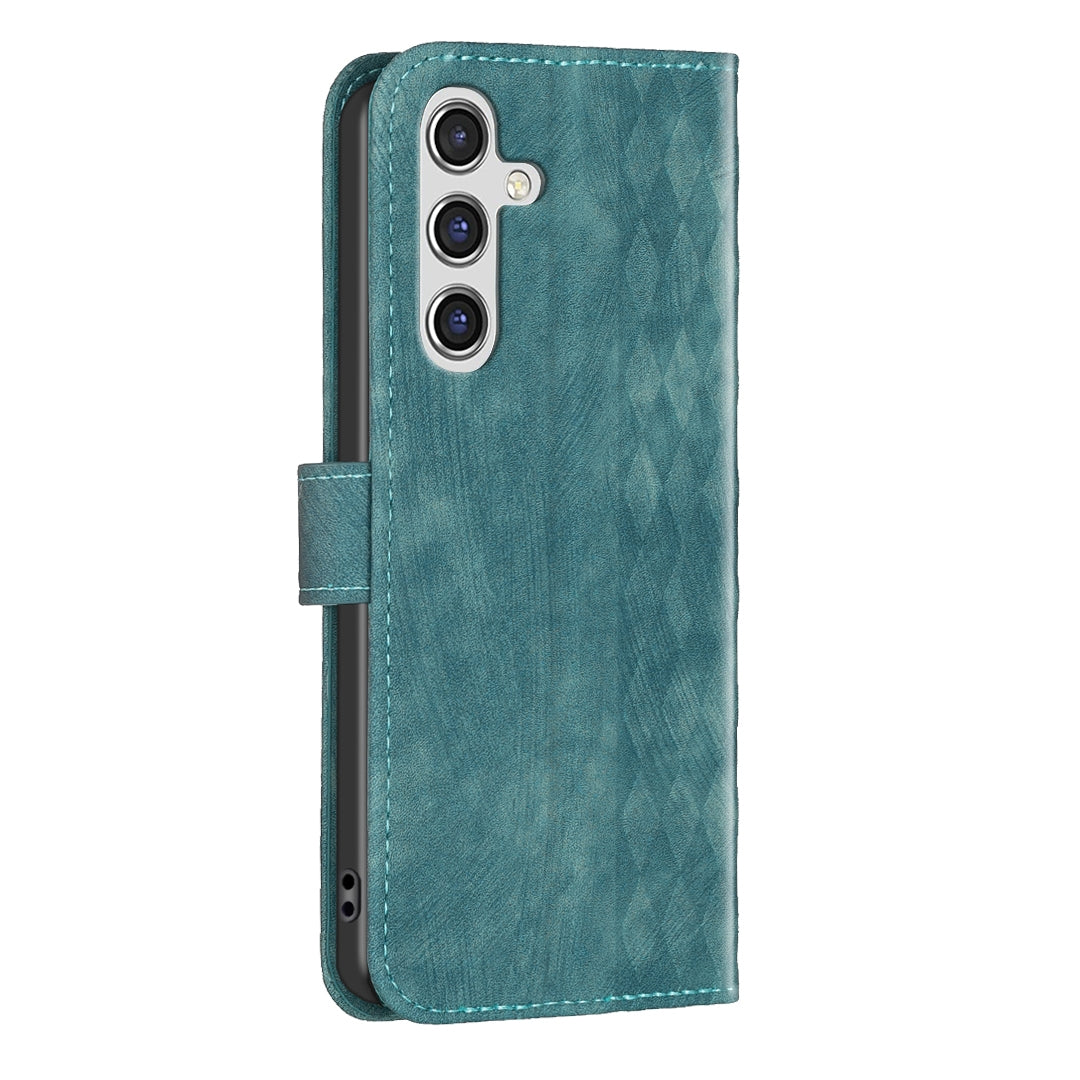Samsung Galaxy A55 Plaid Embossed Leather Phone Case – Premium Wallet Kickstand & Shock Absorption for Durable Protection