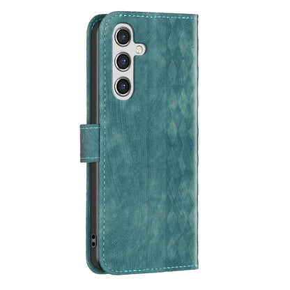 Samsung Galaxy A55 Plaid Embossed Leather Phone Case – Premium Wallet Kickstand & Shock Absorption for Durable Protection
