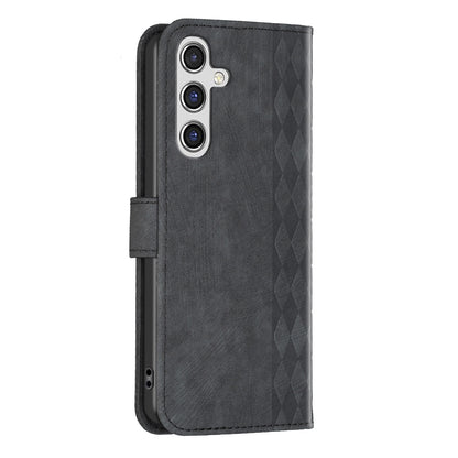 Samsung Galaxy A55 Plaid Embossed Leather Phone Case – Premium Wallet Kickstand & Shock Absorption for Durable Protection