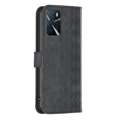 OPPO A16s Plaid Embossed Leather Phone Case – Premium Wallet Kickstand & Shock Absorption for Durable Protection