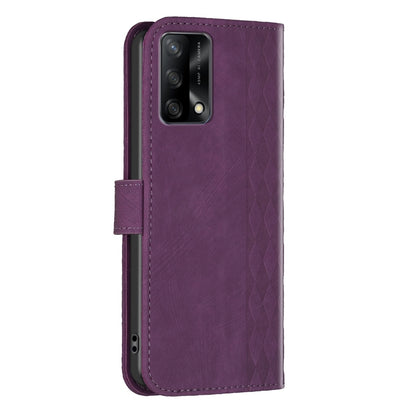 OPPO F19 4G Plaid Embossed Leather Phone Case – Premium Wallet Kickstand & Shock Absorption for Durable Protection