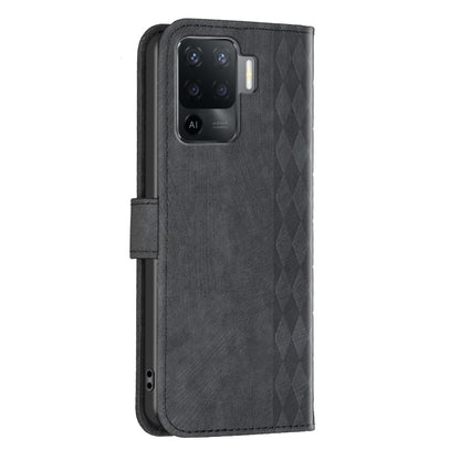 OPPO A94 4G Plaid Embossed Leather Phone Case – Premium Wallet Kickstand & Shock Absorption for Durable Protection