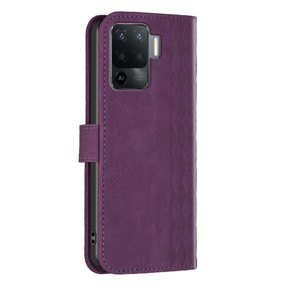 OPPO A94 4G Plaid Embossed Leather Phone Case – Premium Wallet Kickstand & Shock Absorption for Durable Protection