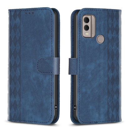 Nokia C22 Plaid Embossed Leather Phone Case – Premium Wallet Kickstand & Shock Absorption for Durable Protection