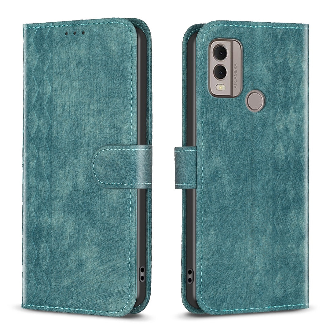 Nokia C22 Plaid Embossed Leather Phone Case – Premium Wallet Kickstand & Shock Absorption for Durable Protection