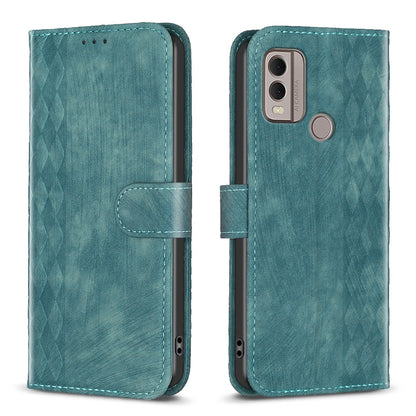 Nokia C22 Plaid Embossed Leather Phone Case – Premium Wallet Kickstand & Shock Absorption for Durable Protection