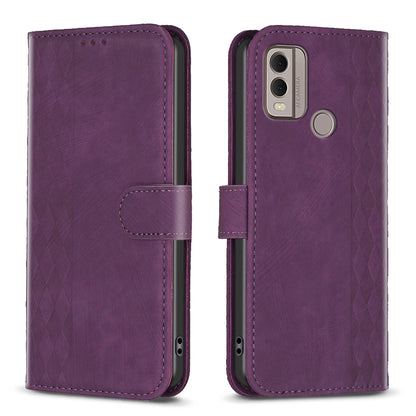 Nokia C22 Plaid Embossed Leather Phone Case – Premium Wallet Kickstand & Shock Absorption for Durable Protection