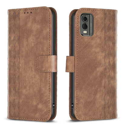 Nokia C32 Plaid Embossed Leather Phone Case – Premium Wallet Kickstand & Shock Absorption for Durable Protection