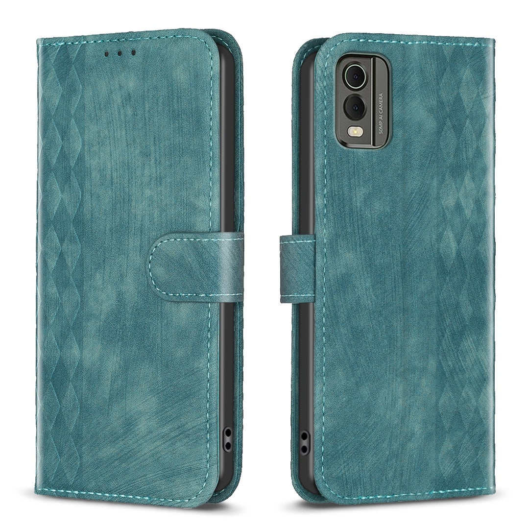 Nokia C32 Plaid Embossed Leather Phone Case – Premium Wallet Kickstand & Shock Absorption for Durable Protection
