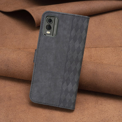 Nokia C32 Plaid Embossed Leather Phone Case – Premium Wallet Kickstand & Shock Absorption for Durable Protection