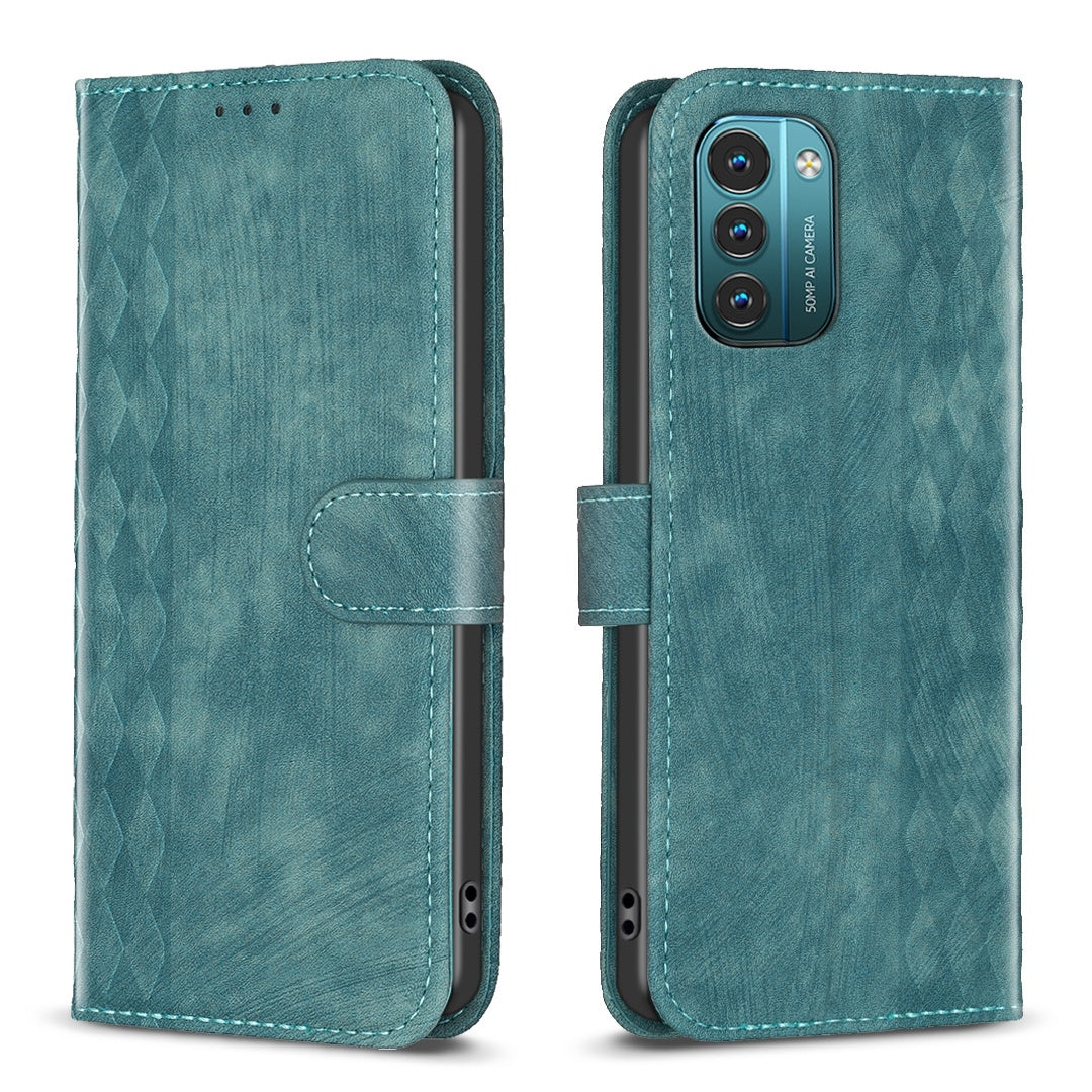 Nokia G21 Plaid Embossed Leather Phone Case – Premium Wallet Kickstand & Shock Absorption for Durable Protection