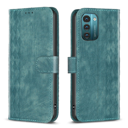 Nokia G21 Plaid Embossed Leather Phone Case – Premium Wallet Kickstand & Shock Absorption for Durable Protection