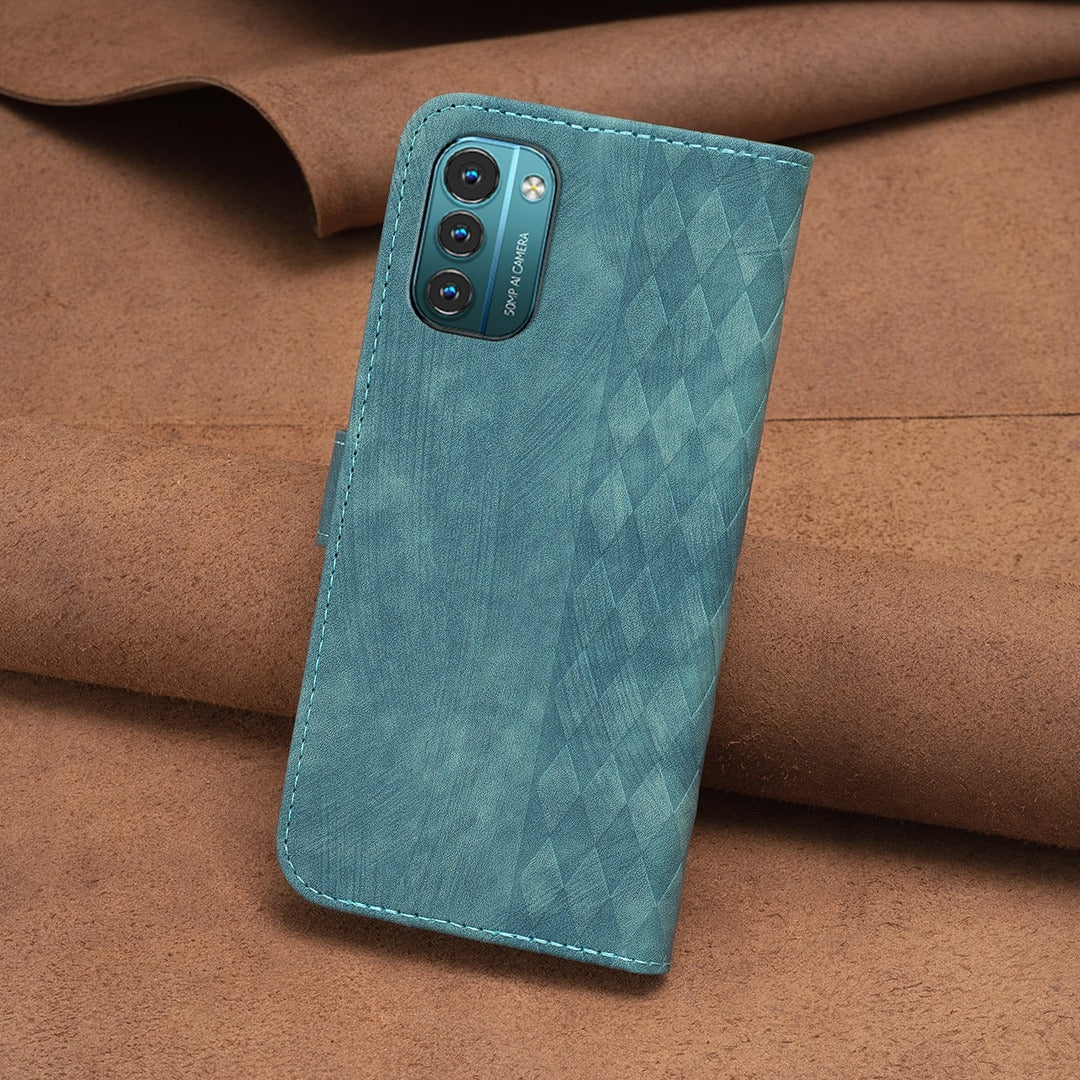 Nokia G21 Plaid Embossed Leather Phone Case – Premium Wallet Kickstand & Shock Absorption for Durable Protection