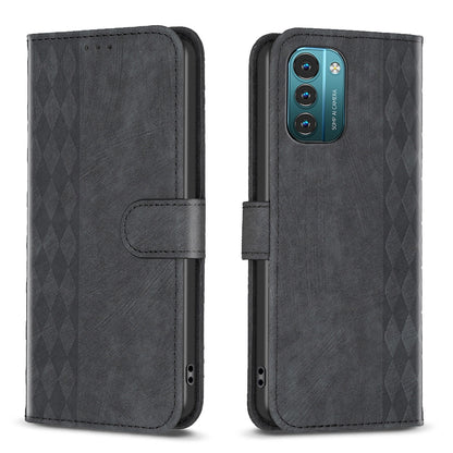 Nokia G21 Plaid Embossed Leather Phone Case – Premium Wallet Kickstand & Shock Absorption for Durable Protection