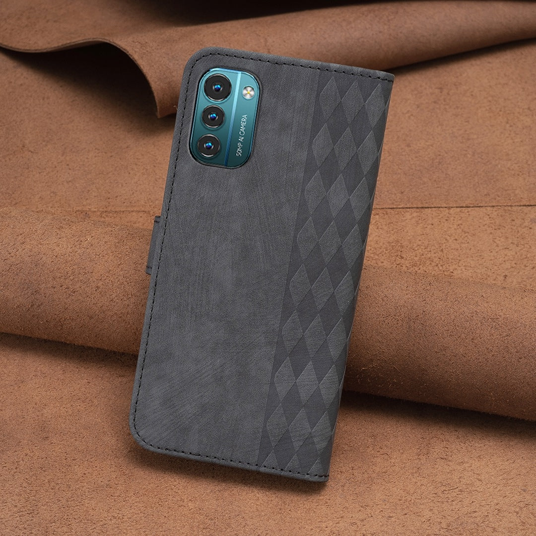 Nokia G21 Plaid Embossed Leather Phone Case – Premium Wallet Kickstand & Shock Absorption for Durable Protection