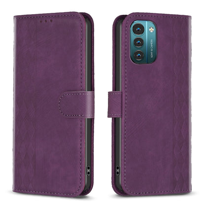 Nokia G21 Plaid Embossed Leather Phone Case – Premium Wallet Kickstand & Shock Absorption for Durable Protection