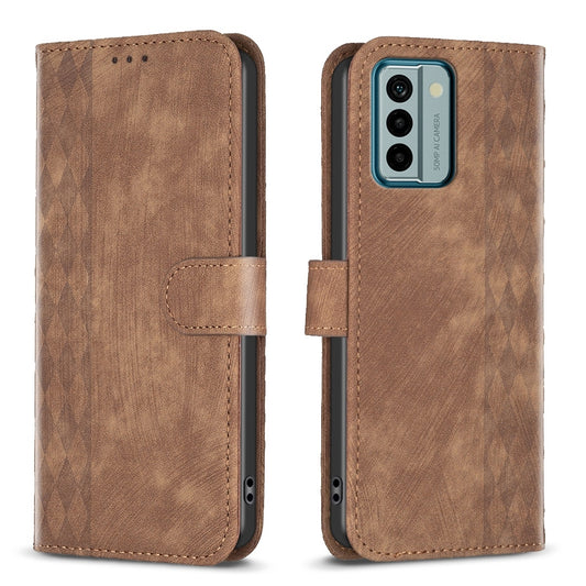 Nokia G22 Plaid Embossed Leather Phone Case – Premium Wallet Kickstand & Shock Absorption for Durable Protection