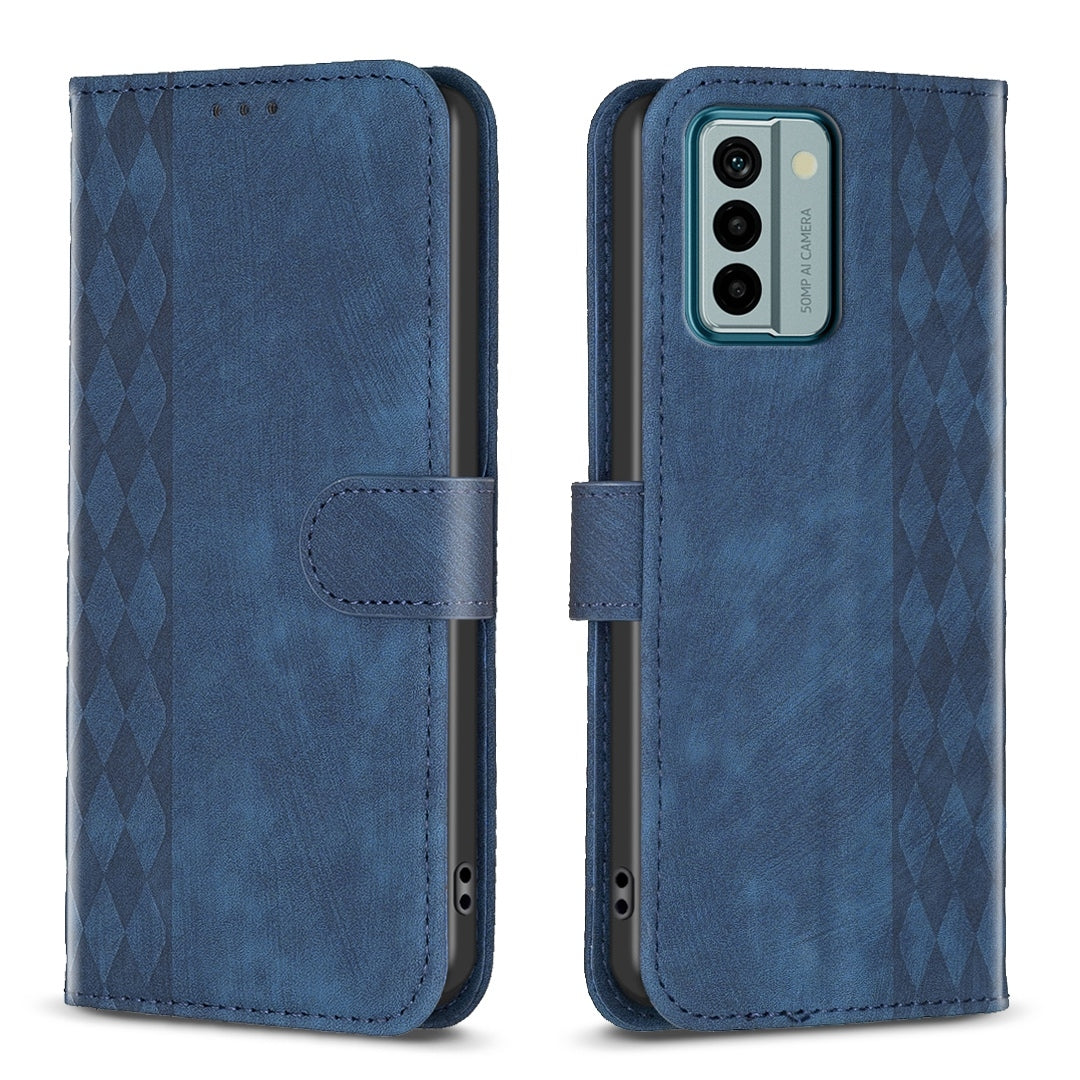 Nokia G22 Plaid Embossed Leather Phone Case – Premium Wallet Kickstand & Shock Absorption for Durable Protection