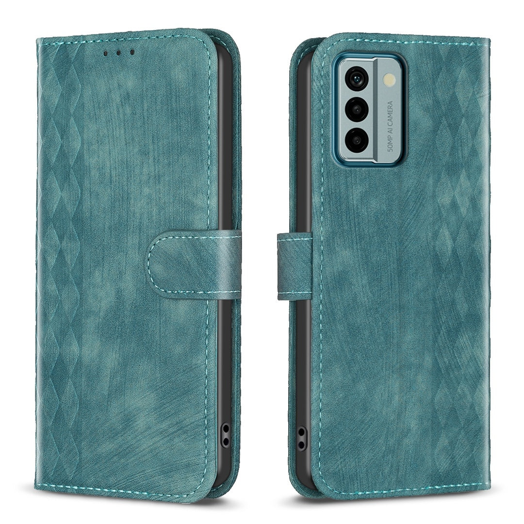 Nokia G22 Plaid Embossed Leather Phone Case – Premium Wallet Kickstand & Shock Absorption for Durable Protection