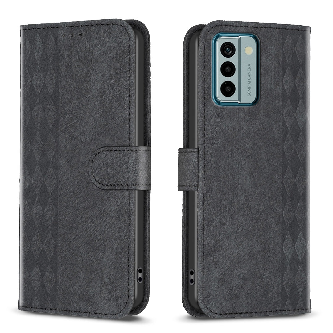 Nokia G22 Plaid Embossed Leather Phone Case – Premium Wallet Kickstand & Shock Absorption for Durable Protection