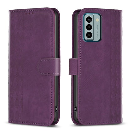 Nokia G22 Plaid Embossed Leather Phone Case – Premium Wallet Kickstand & Shock Absorption for Durable Protection