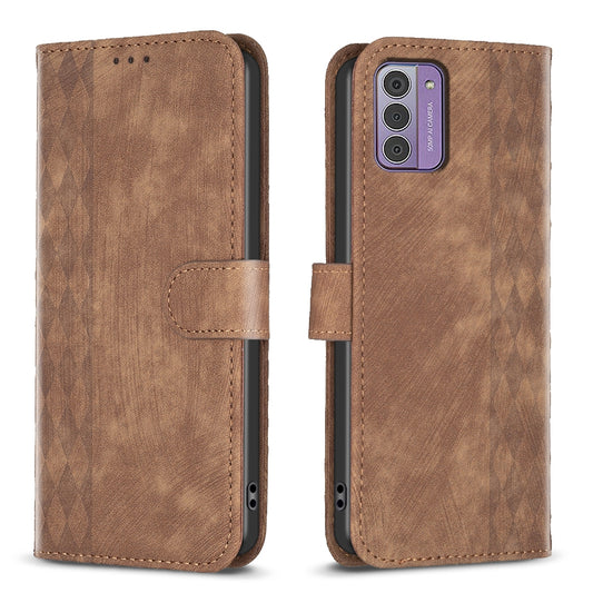 Nokia G310 Plaid Embossed Leather Phone Case – Premium Wallet Kickstand & Shock Absorption for Durable Protection