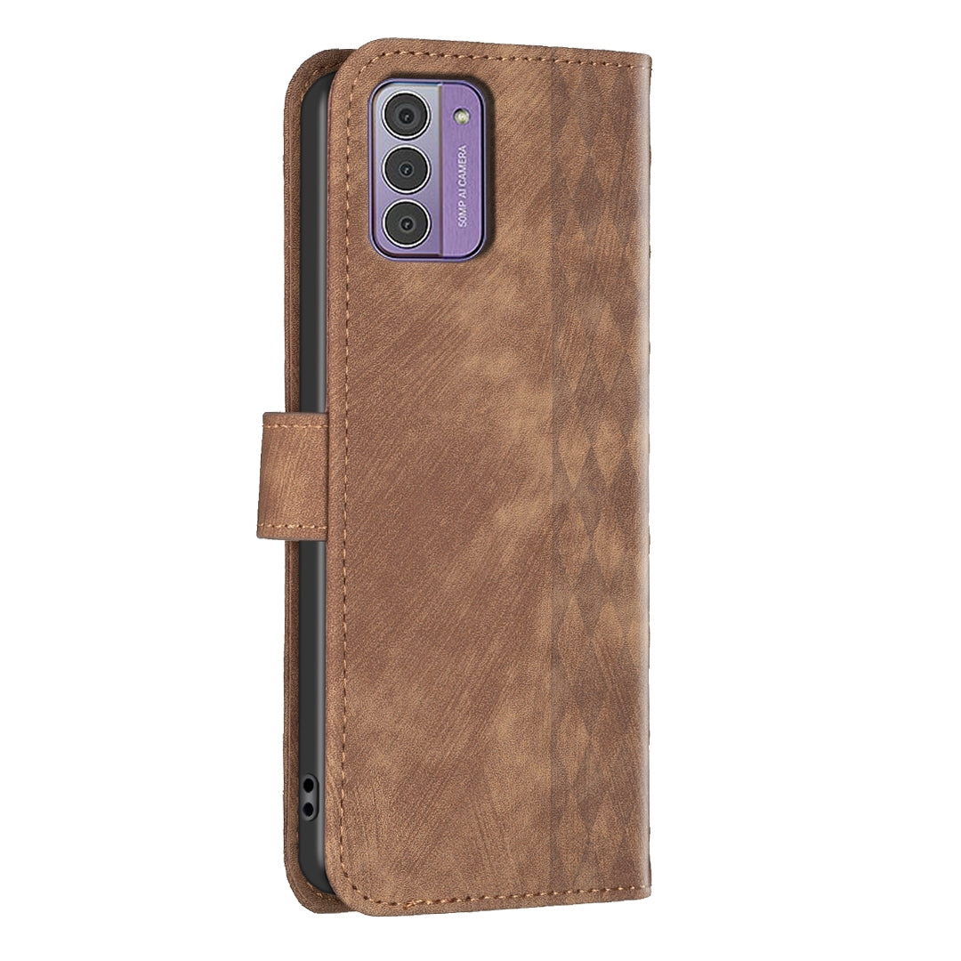 Nokia G310 Plaid Embossed Leather Phone Case – Premium Wallet Kickstand & Shock Absorption for Durable Protection