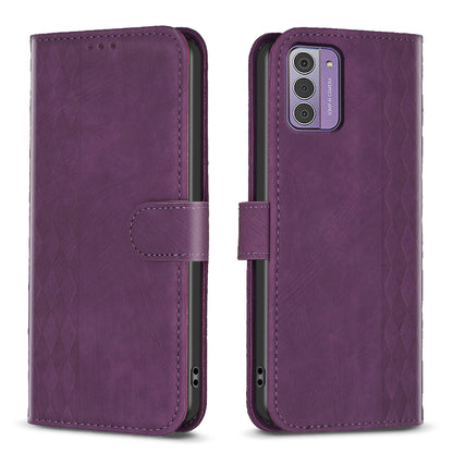 Nokia G42 Plaid Embossed Leather Phone Case – Premium Wallet Kickstand & Shock Absorption for Durable Protection
