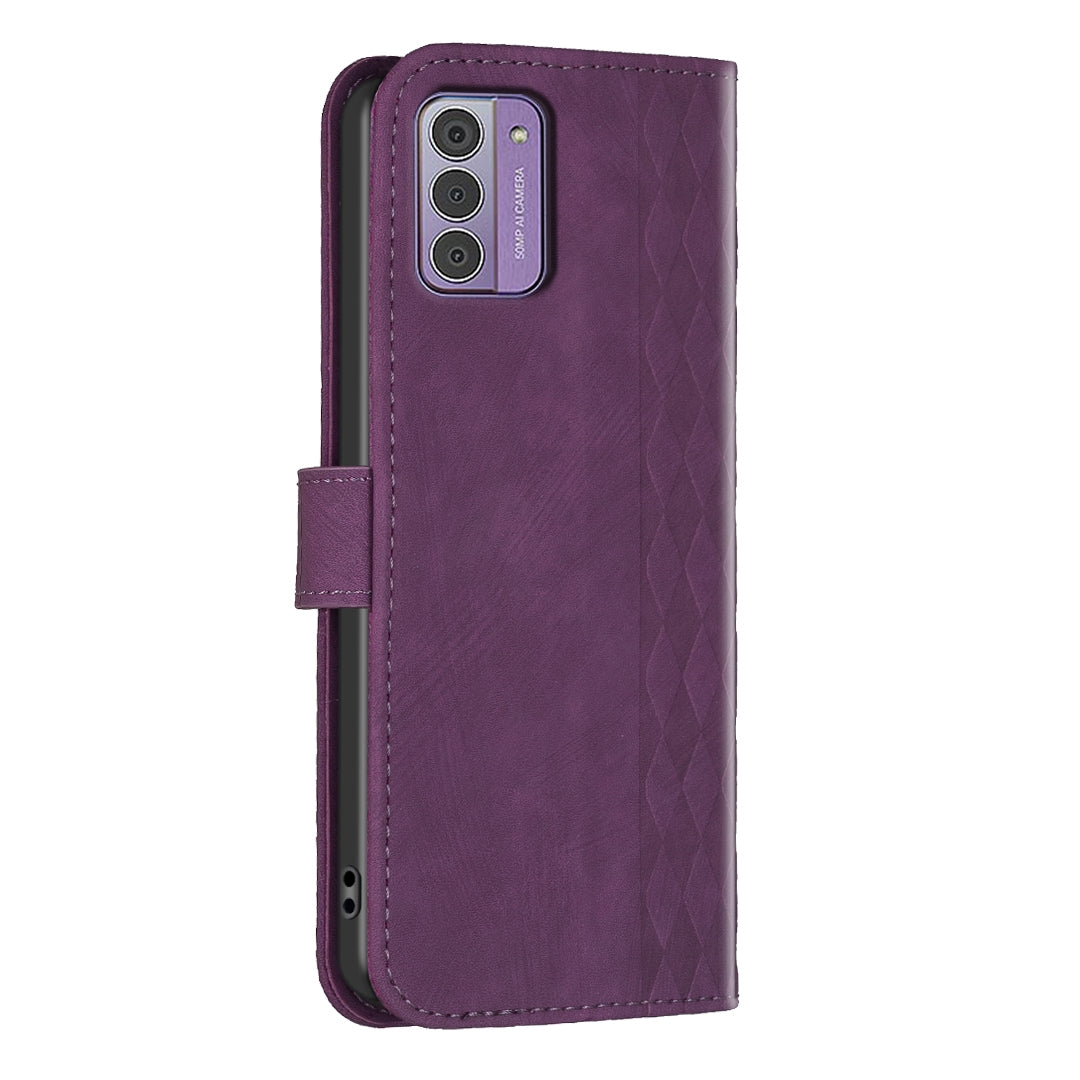 Nokia G310 Plaid Embossed Leather Phone Case – Premium Wallet Kickstand & Shock Absorption for Durable Protection