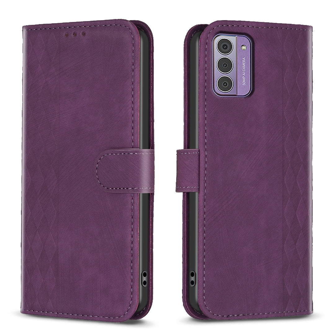 Nokia G310 Plaid Embossed Leather Phone Case – Premium Wallet Kickstand & Shock Absorption for Durable Protection