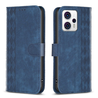 Motorola Moto G53 5G Plaid Embossed Leather Phone Case – Premium Wallet Kickstand & Shock Absorption for Durable Protection