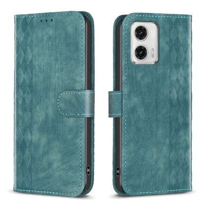Motorola Moto G73 5G Plaid Embossed Leather Phone Case – Premium Wallet Kickstand & Shock Absorption for Durable Protection