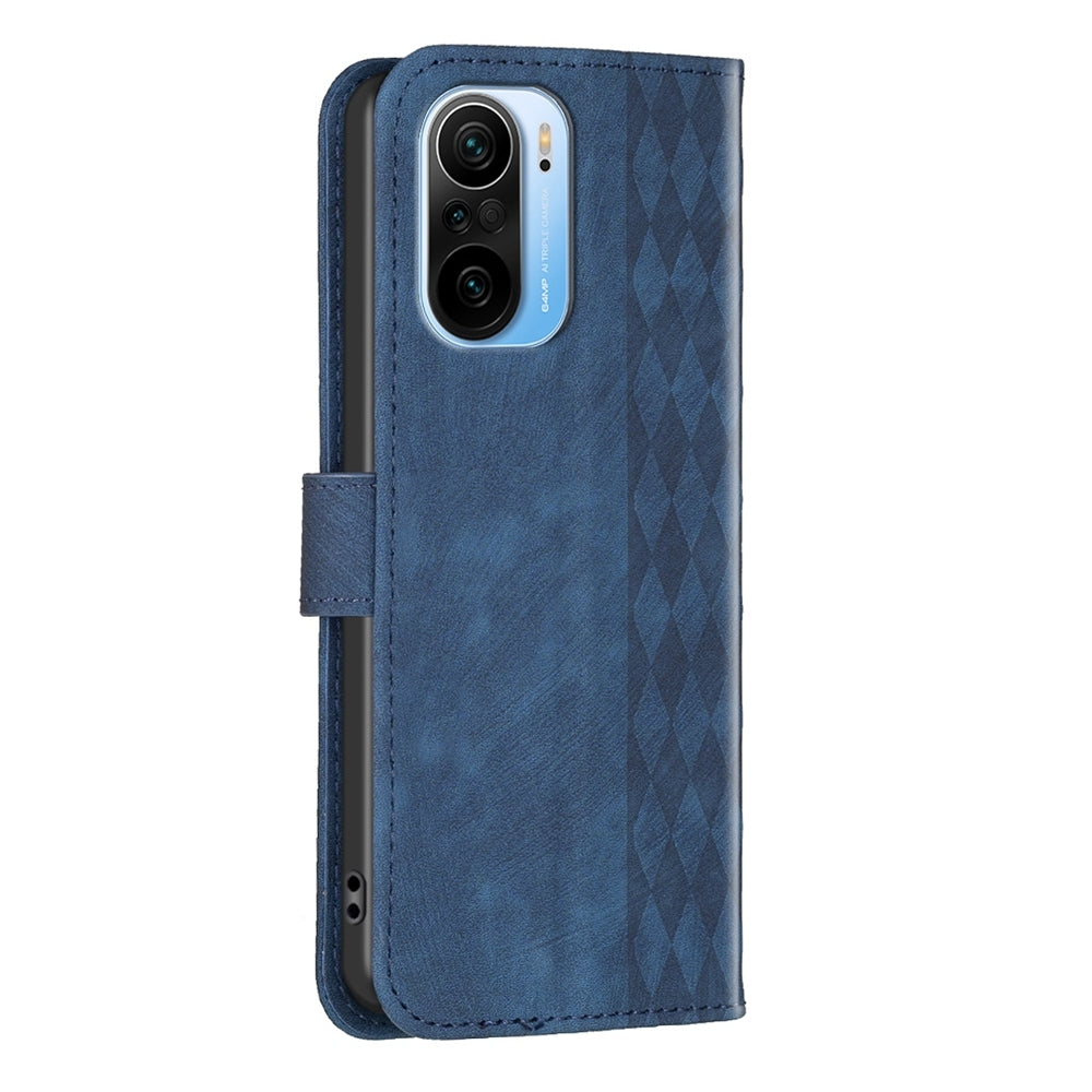 Xiaomi 11i Plaid Embossed Leather Phone Case – Premium Wallet Kickstand & Shock Absorption for Durable Protection