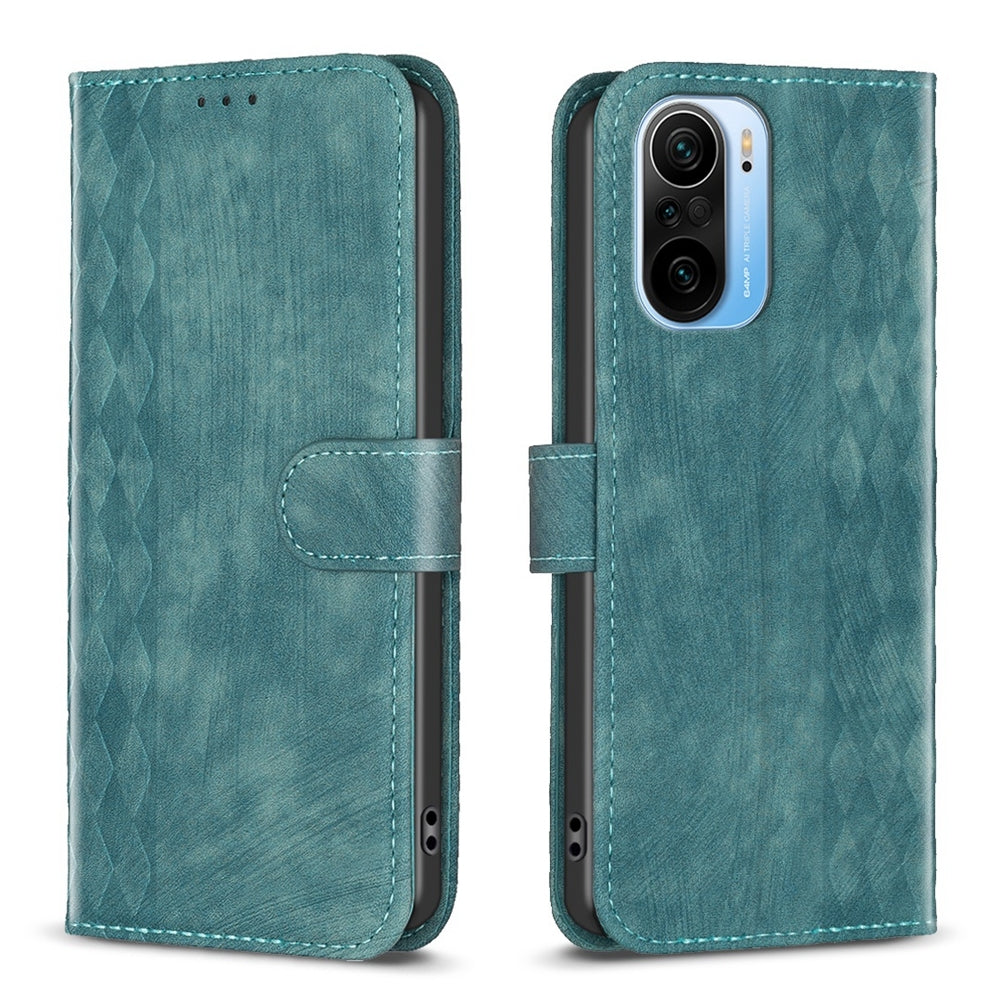 Xiaomi 11i Plaid Embossed Leather Phone Case – Premium Wallet Kickstand & Shock Absorption for Durable Protection