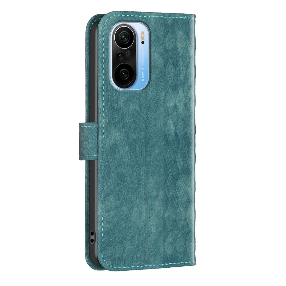 Xiaomi Redmi K40 Plaid Embossed Leather Phone Case – Premium Wallet Kickstand & Shock Absorption for Durable Protection