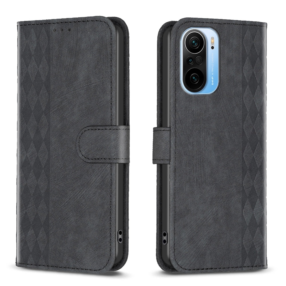 Xiaomi 11i Plaid Embossed Leather Phone Case – Premium Wallet Kickstand & Shock Absorption for Durable Protection