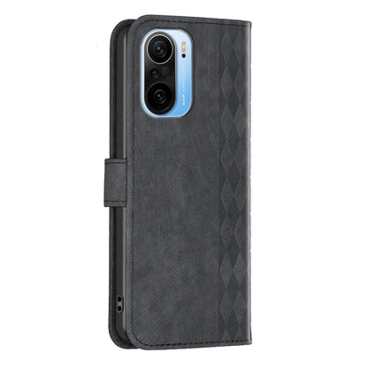 Xiaomi Redmi K40 Plaid Embossed Leather Phone Case – Premium Wallet Kickstand & Shock Absorption for Durable Protection