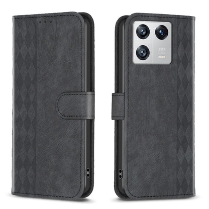 Xiaomi 13 Plaid Embossed Leather Phone Case – Premium Wallet Kickstand & Shock Absorption for Durable Protection