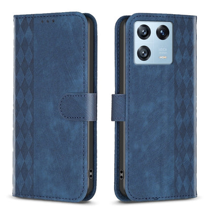 Xiaomi 13 Pro Plaid Embossed Leather Phone Case – Premium Wallet Kickstand & Shock Absorption for Durable Protection