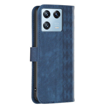 Xiaomi 13 Pro Plaid Embossed Leather Phone Case – Premium Wallet Kickstand & Shock Absorption for Durable Protection