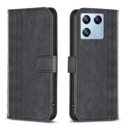 Xiaomi 13 Pro Plaid Embossed Leather Phone Case – Premium Wallet Kickstand & Shock Absorption for Durable Protection