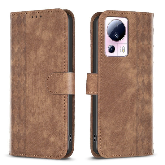 Xiaomi Civi 2 Plaid Embossed Leather Phone Case – Premium Wallet Kickstand & Shock Absorption for Durable Protection